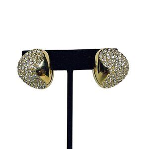Blanca Gold Tone And Clear Rhinestone Clip On Earrings (6082)